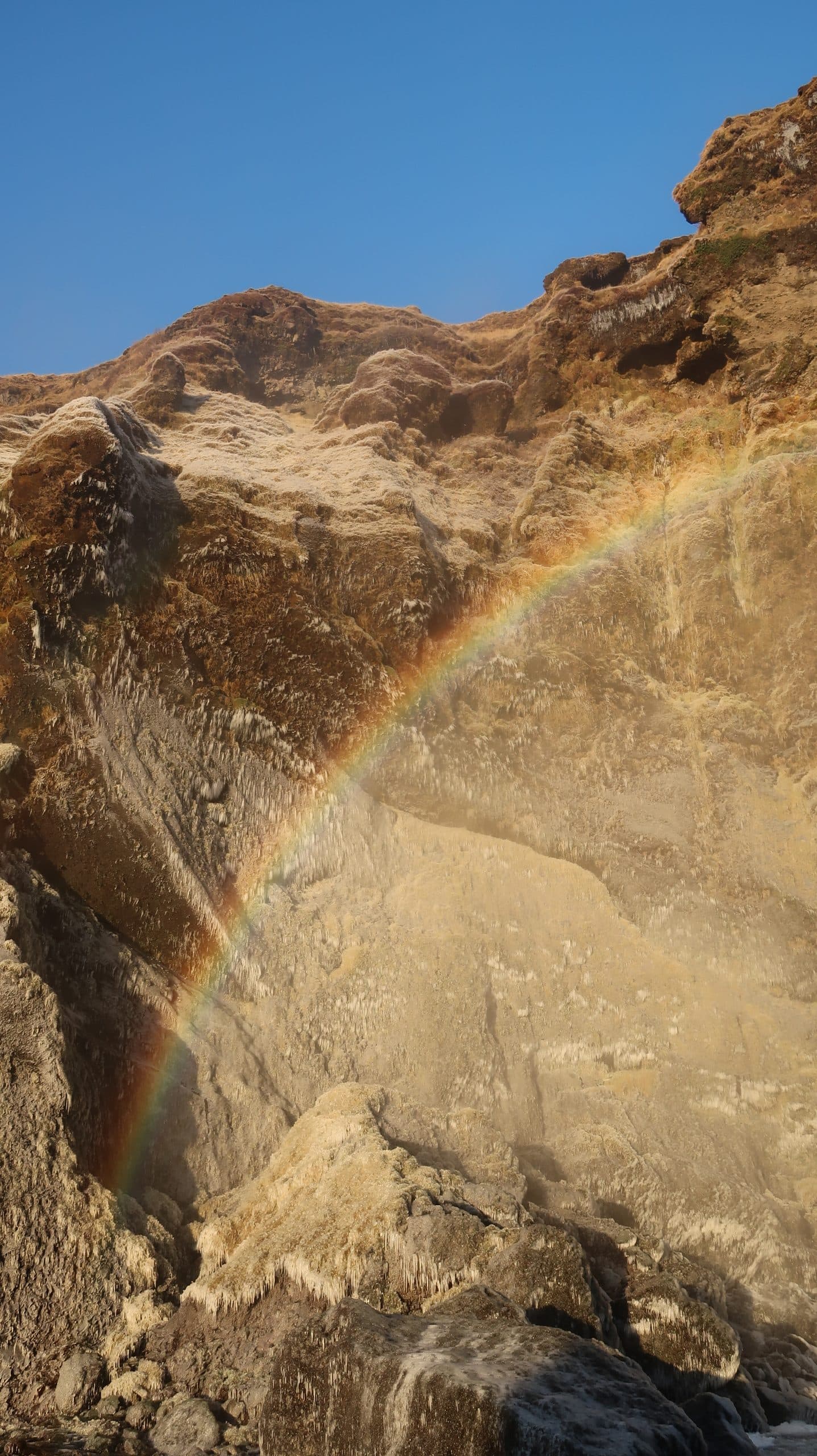 Rainbow on the rock — Iceland